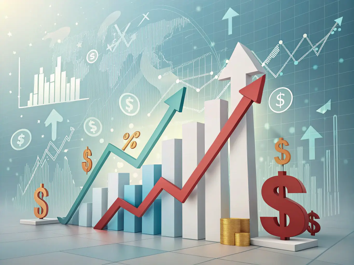 An image depicting a financial chart trending upwards, overlaid with a network graph, symbolizing financial growth and strategic planning.